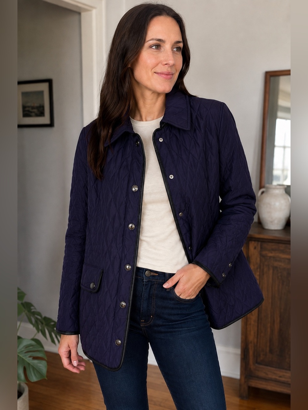 Chicos Purple Quilted Barn Jacket